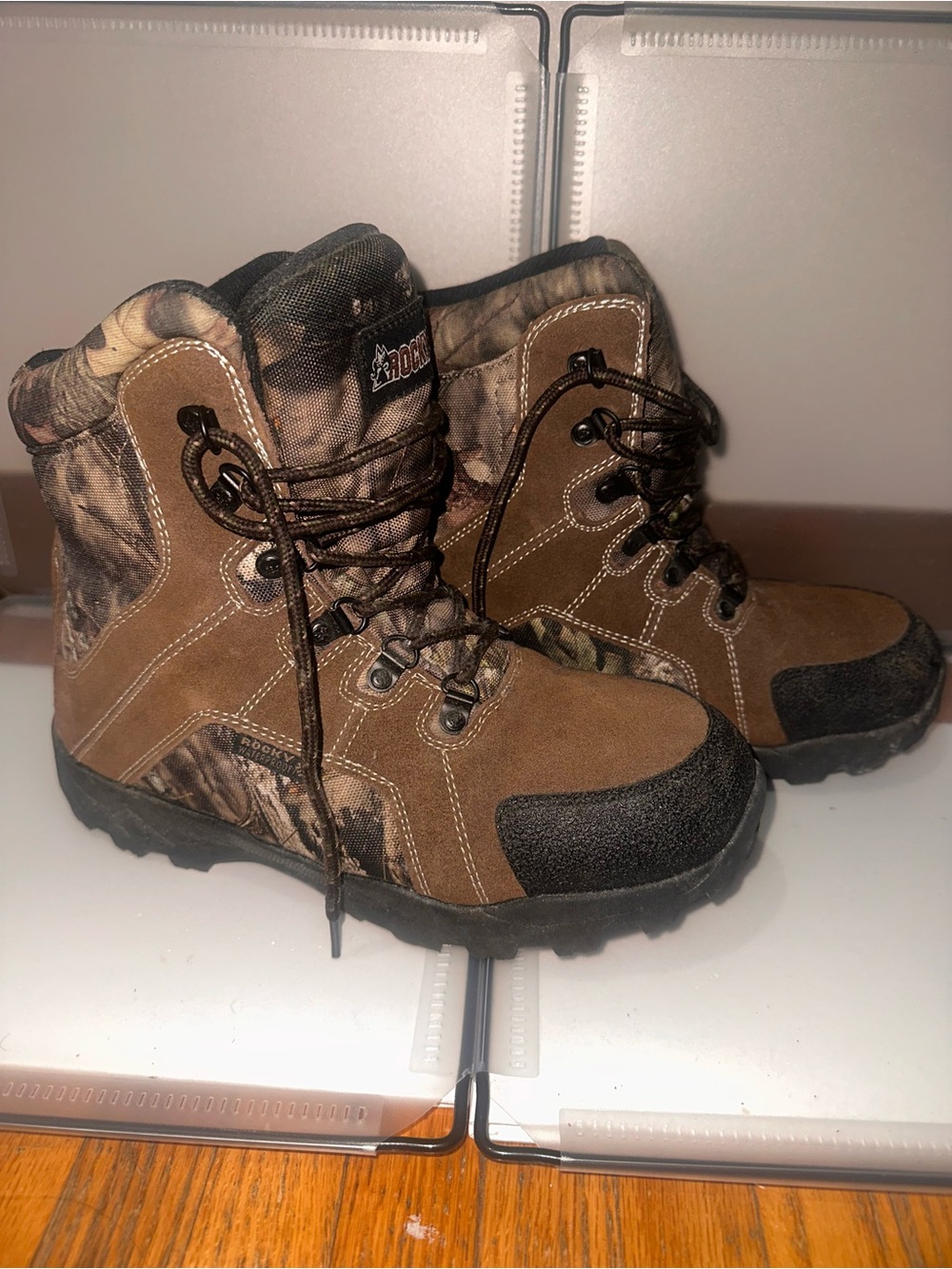 Rocky Kids Brown and Black Camouflage Hiking Boots